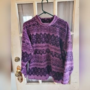 Vintage Eastern Mountain Sports Fleece Geometric Pattern Pullover Sweater